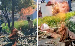 पानीको बोरिङ खन्ने क्रममा आगोको ज्वाला निस्कियो, निभाउने प्रयास जारी